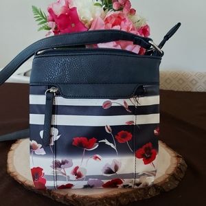 Mia & Luca Black & White Floral Crossbody Mini Bag
